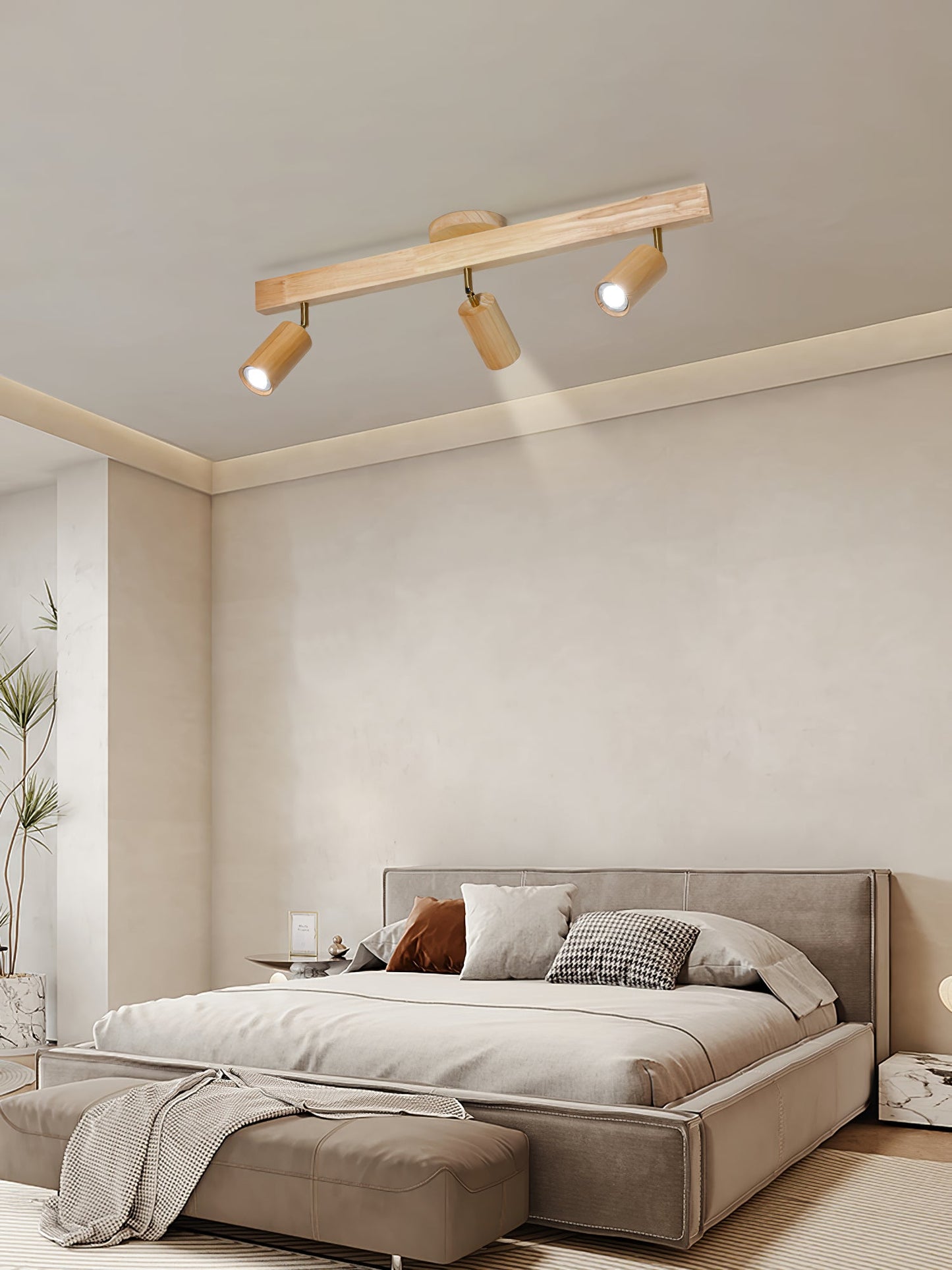 Natural Wood Beam Spotlight Fixture