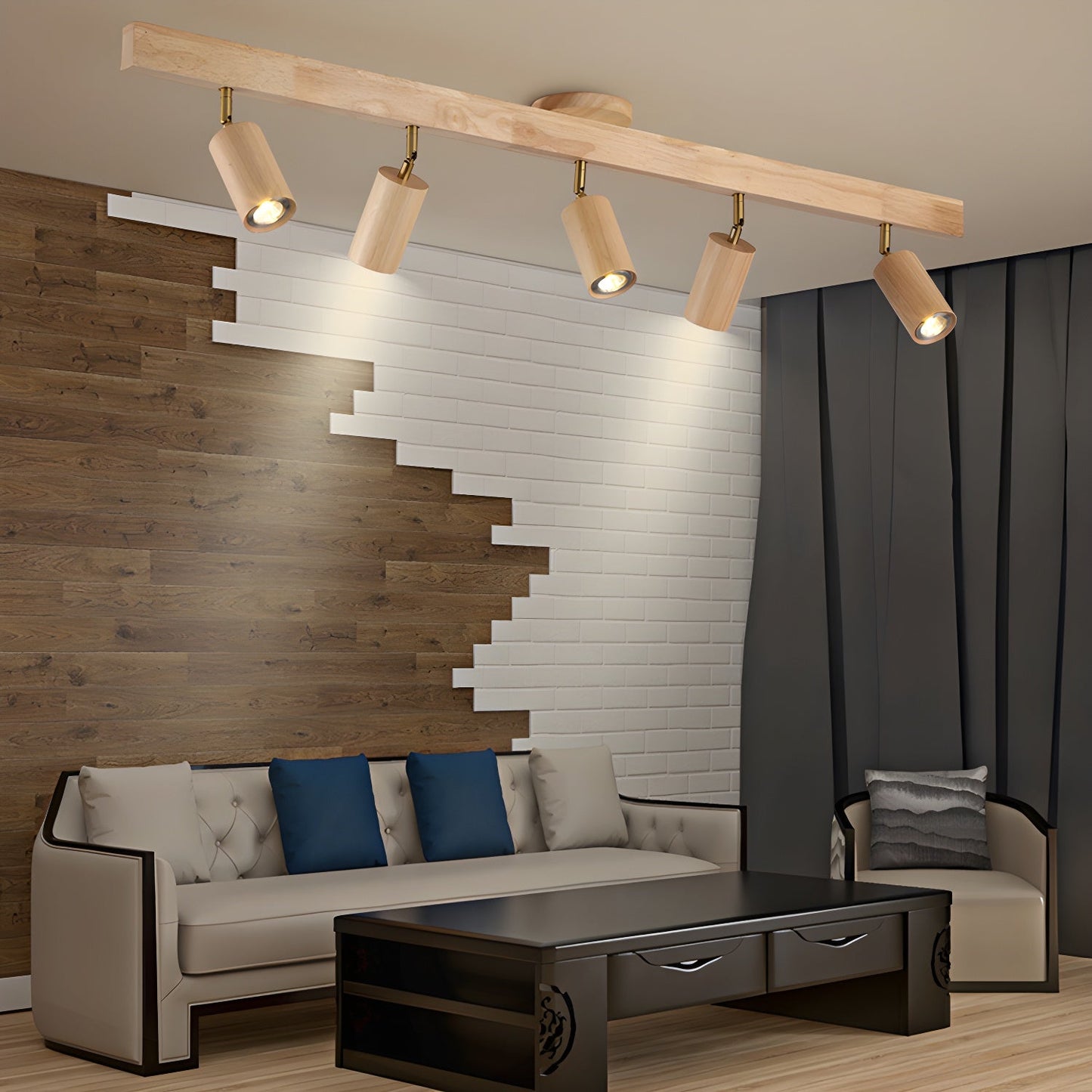 Natural Wood Beam Spotlight Fixture