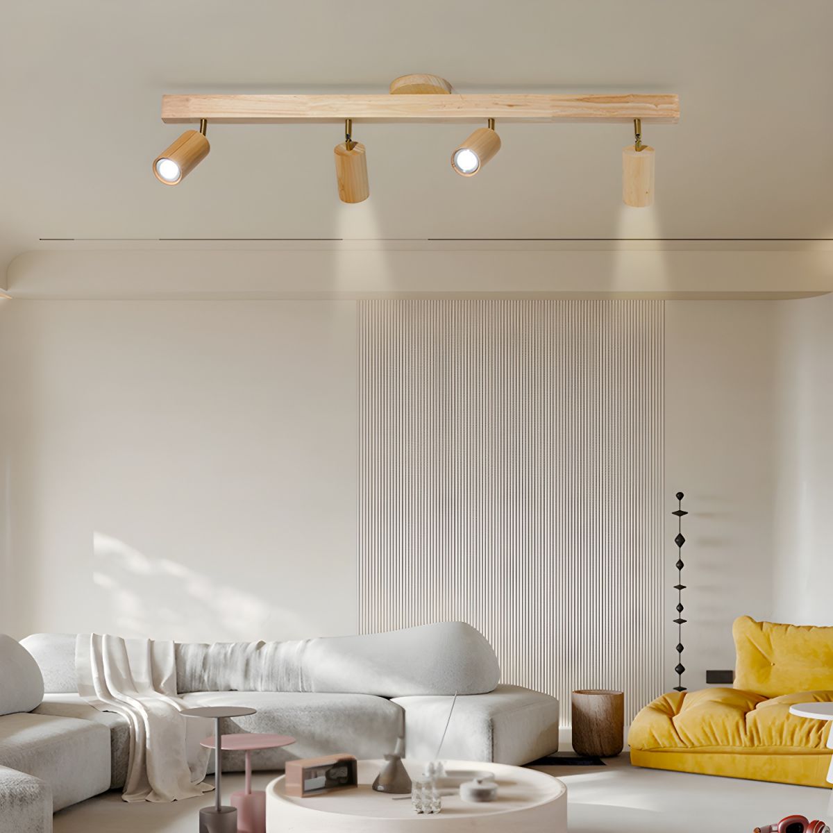 Natural Wood Beam Spotlight Fixture