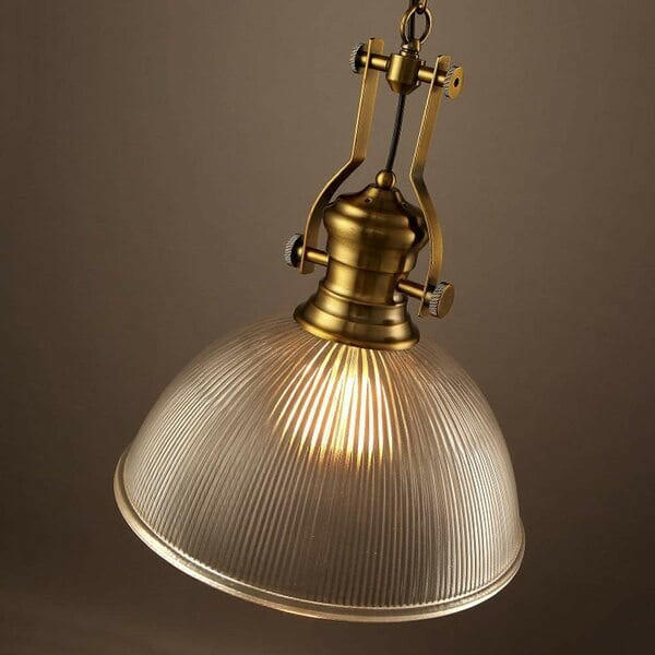 Brisell - Vintage Dome Pendant Lamp with Ribbed Glass