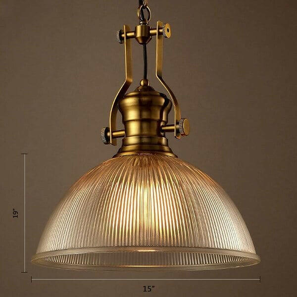 Brisell - Vintage Dome Pendant Lamp with Ribbed Glass