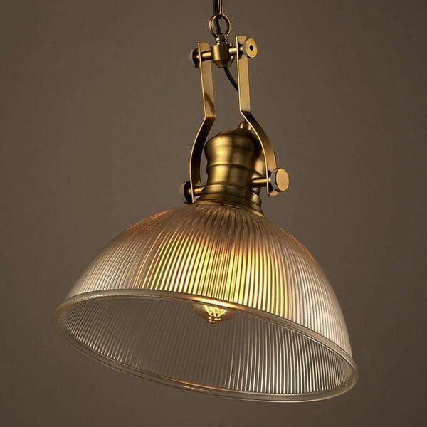 Brisell - Vintage Dome Pendant Lamp with Ribbed Glass