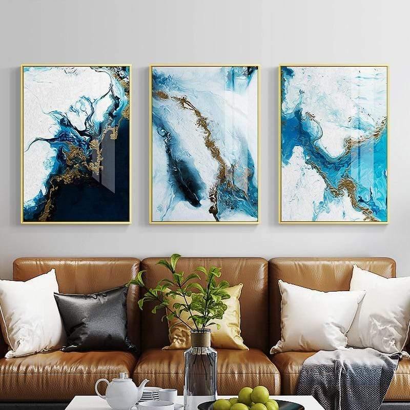 Stroke of Blue Stretched Canvas - Nordic Side - 3 piece, Acrylic Image, canvas art, spo-enabled