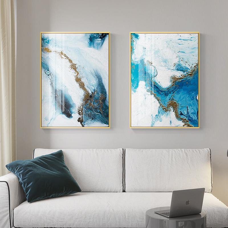 Stroke of Blue Stretched Canvas - Nordic Side - 3 piece, Acrylic Image, canvas art, spo-enabled