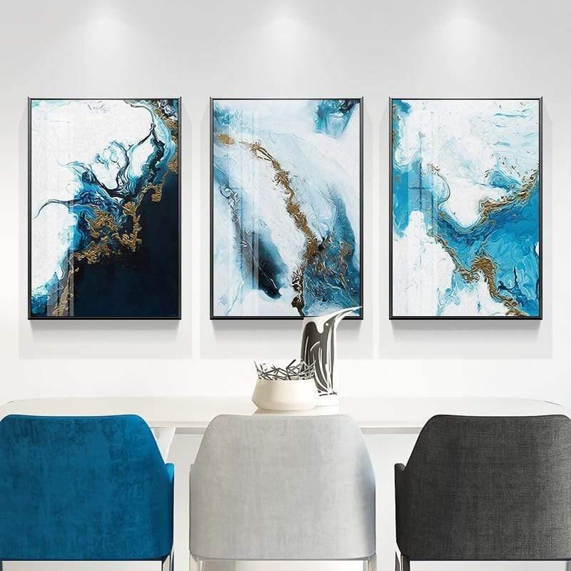 Stroke of Blue Stretched Canvas - Nordic Side - 3 piece, Acrylic Image, canvas art, spo-enabled