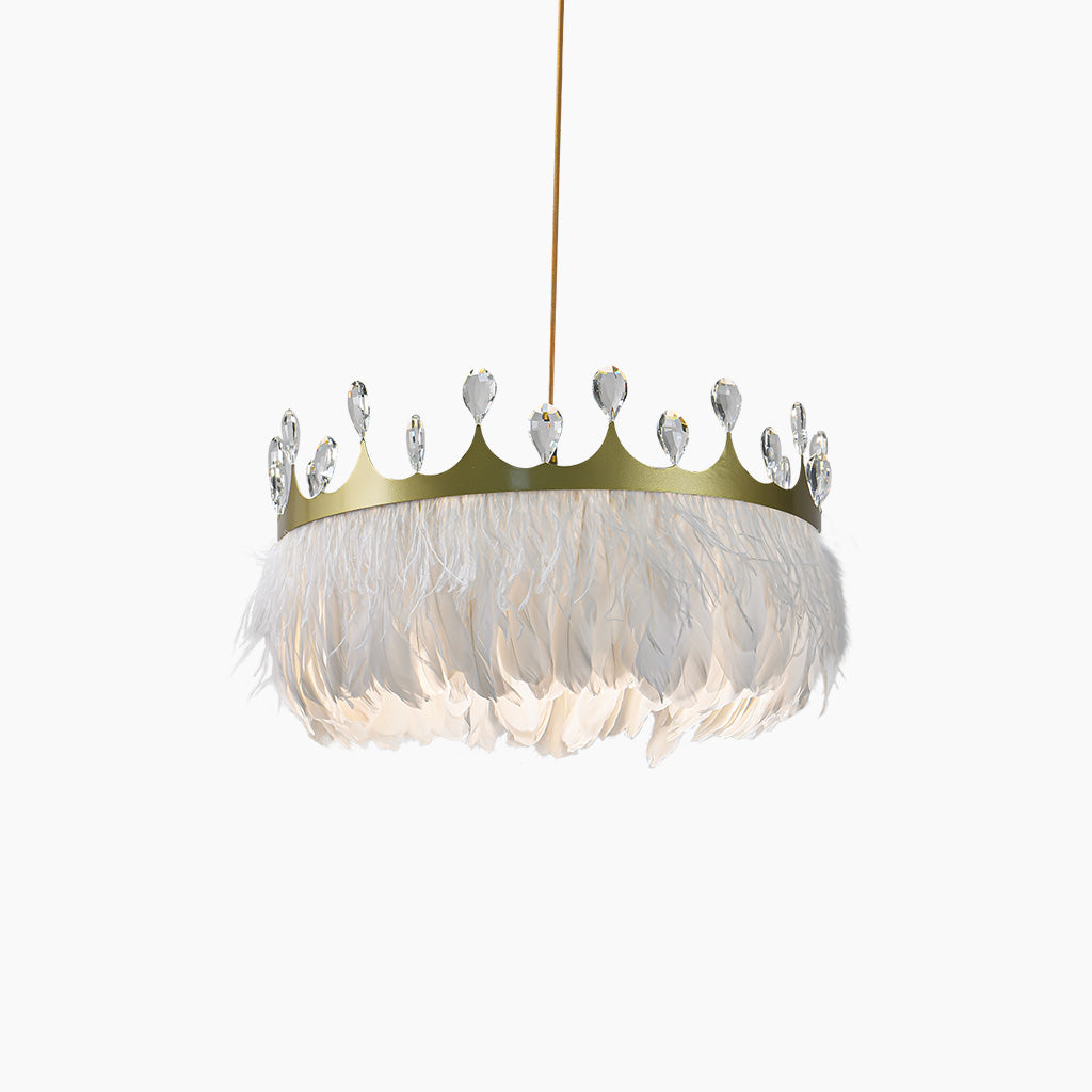 Feather Chandelier, Crystal Crown Light