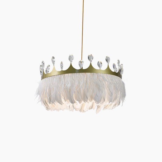 Feather Chandelier, Crystal Crown Light