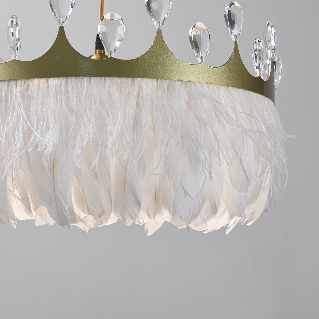 Feather Chandelier, Crystal Crown Light