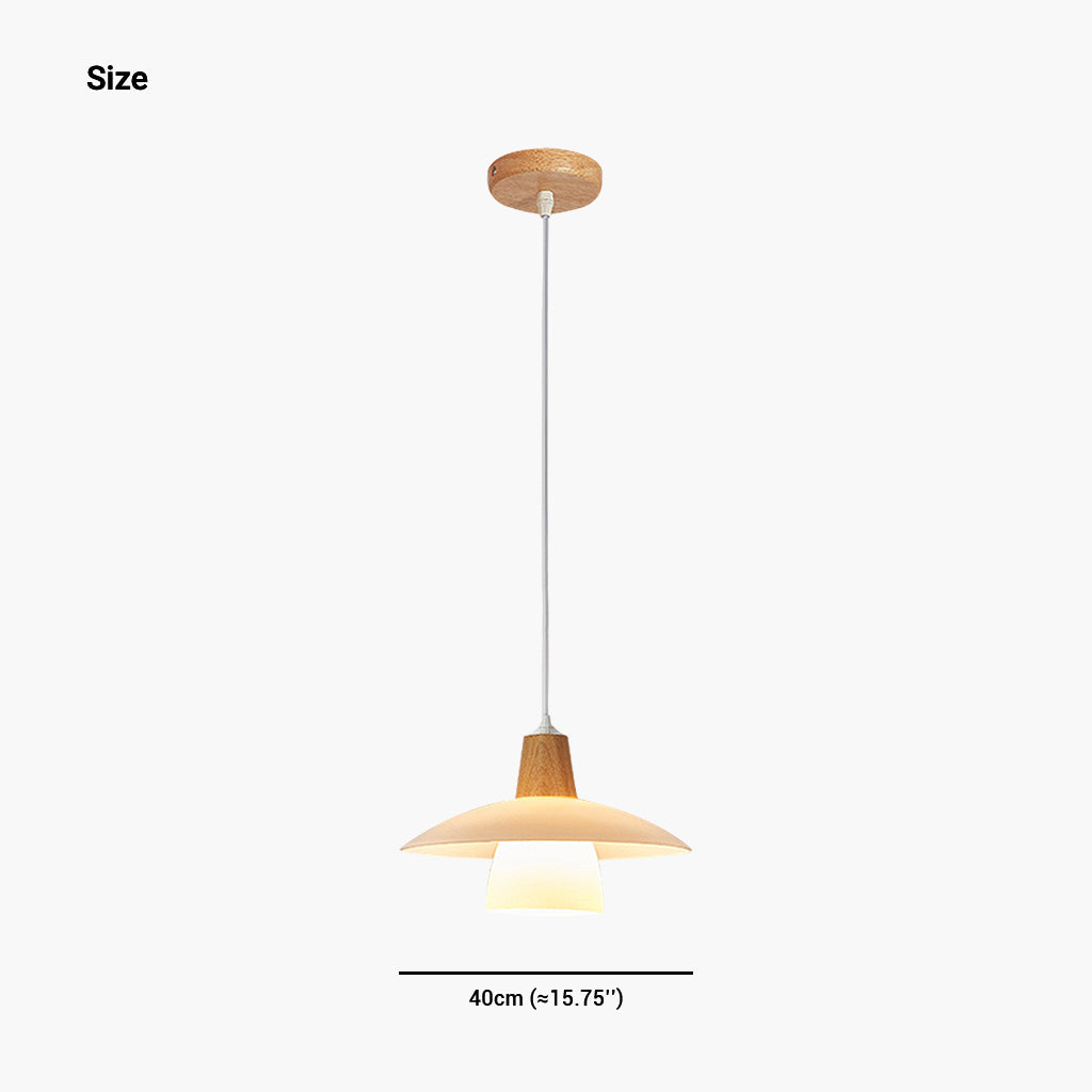 Pendant Light Nordic UFO, Log Wood and Glass