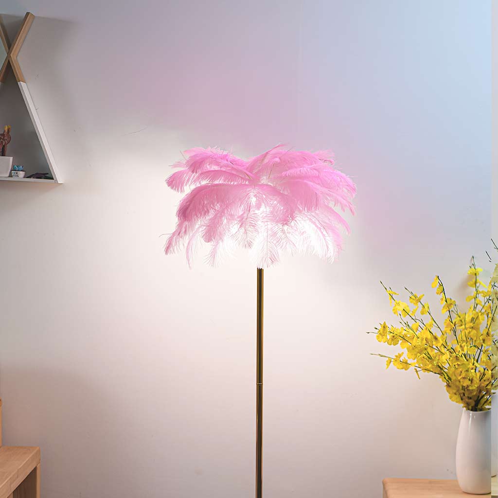 Ostrich Feather Floor Lamp Stand