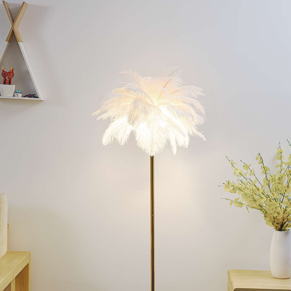 Ostrich Feather Floor Lamp Stand