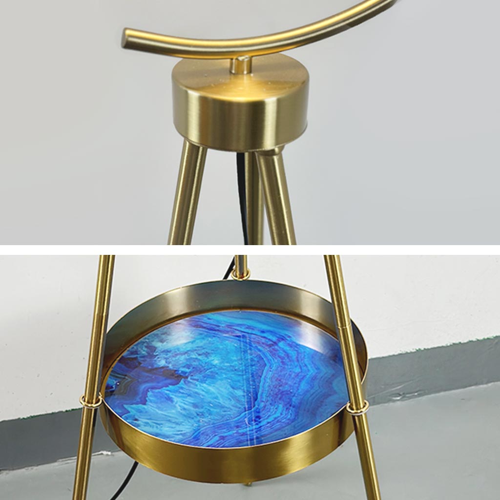 Floor Lamp Tripod Nordic Style with Tray & Feather Globe Shade