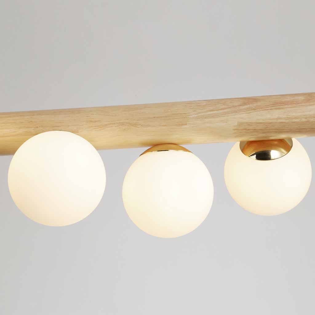 Wood Pendant Ceiling Light Novelty Glass Linear Globe for Dining Room