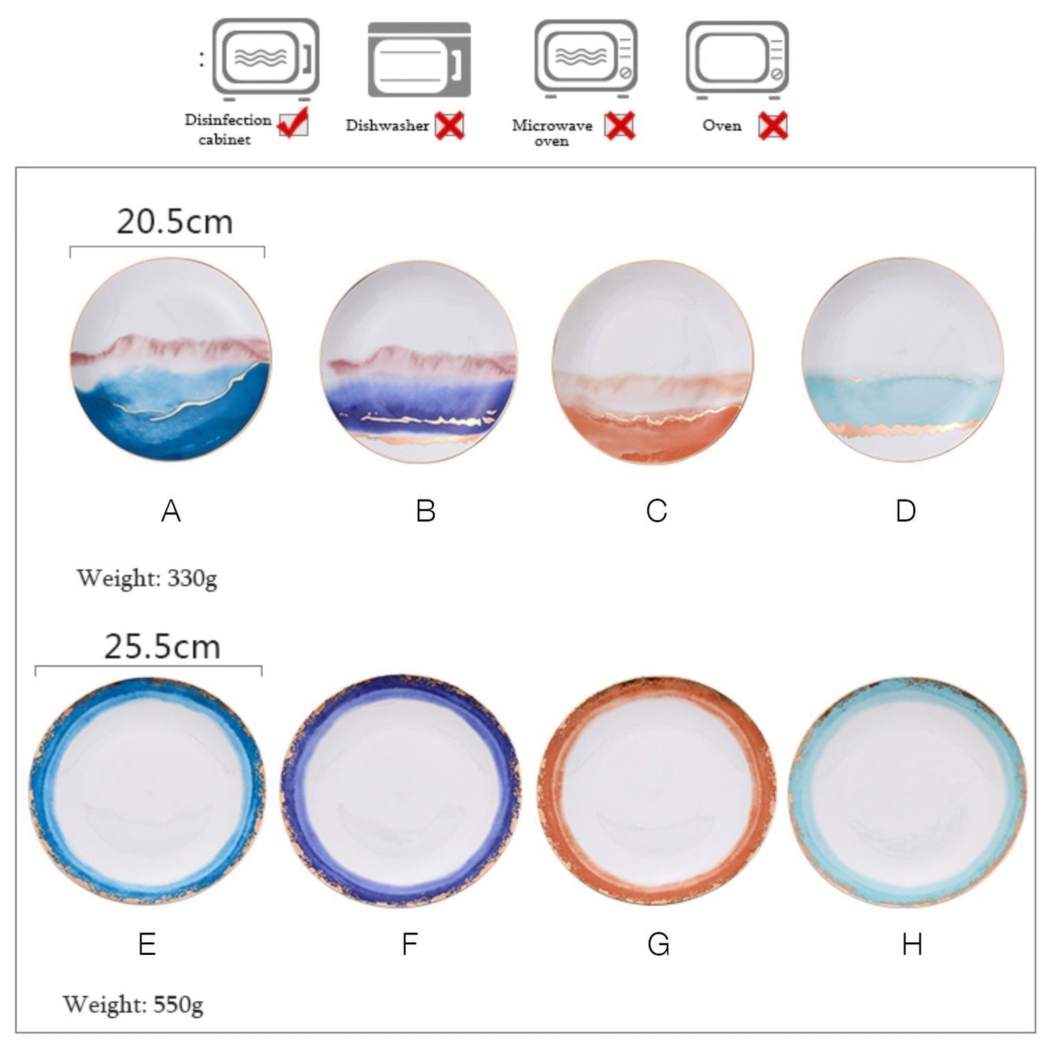 Ocean Colored with Gold Rim Tableware - Nordic Side - 