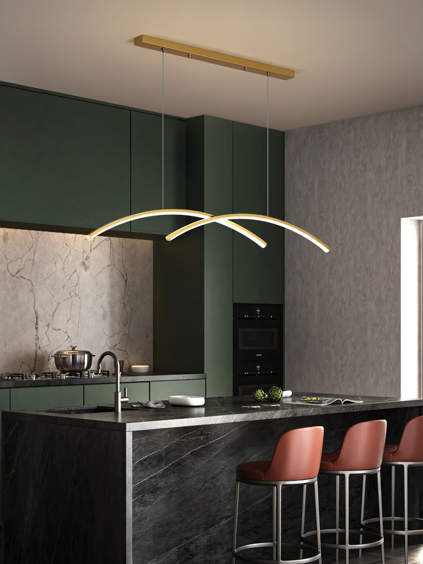 Oscillating Strip Island Chandelier