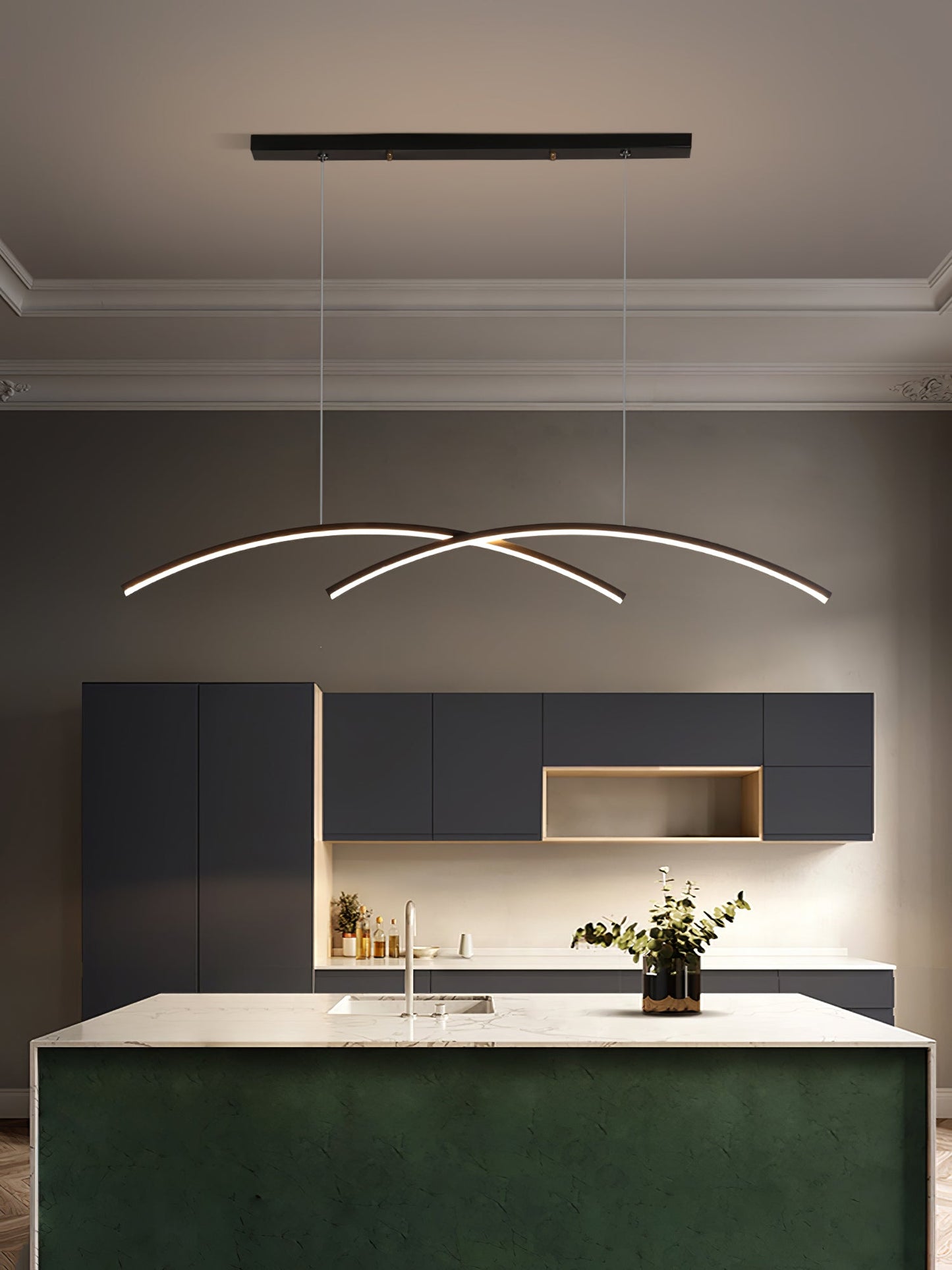 Oscillating Strip Island Chandelier