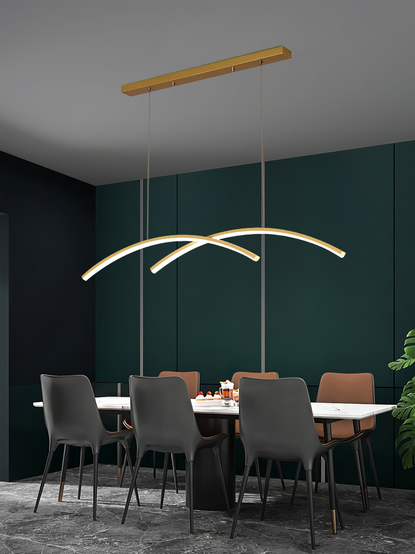 Oscillating Strip Island Chandelier