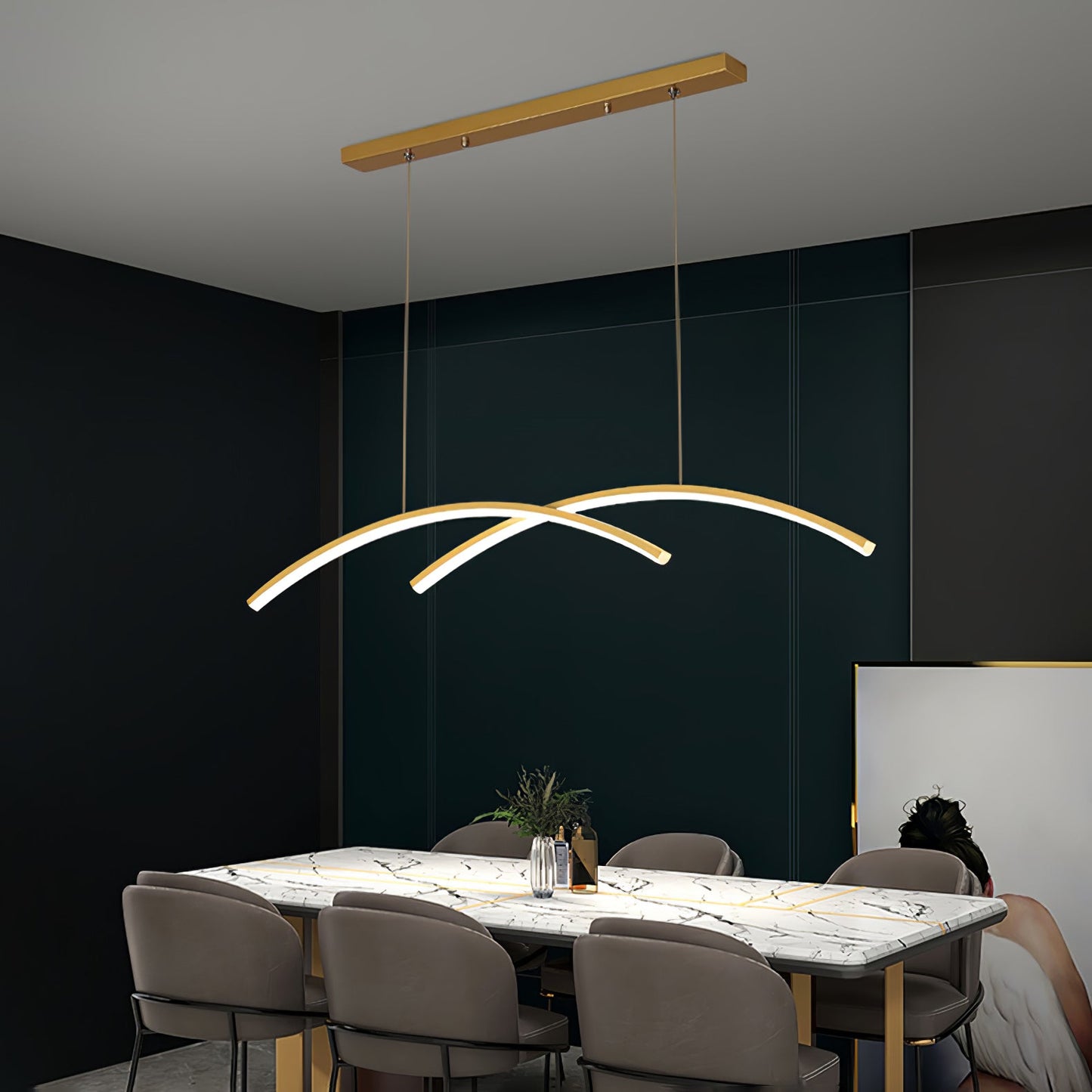 Oscillating Strip Island Chandelier