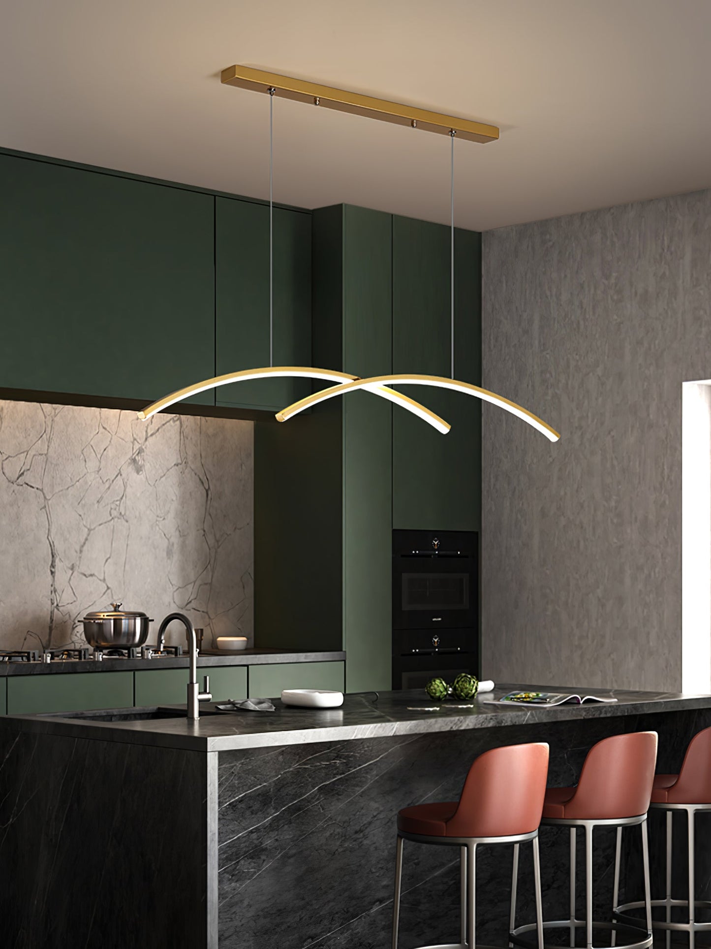Oscillating Strip Island Chandelier