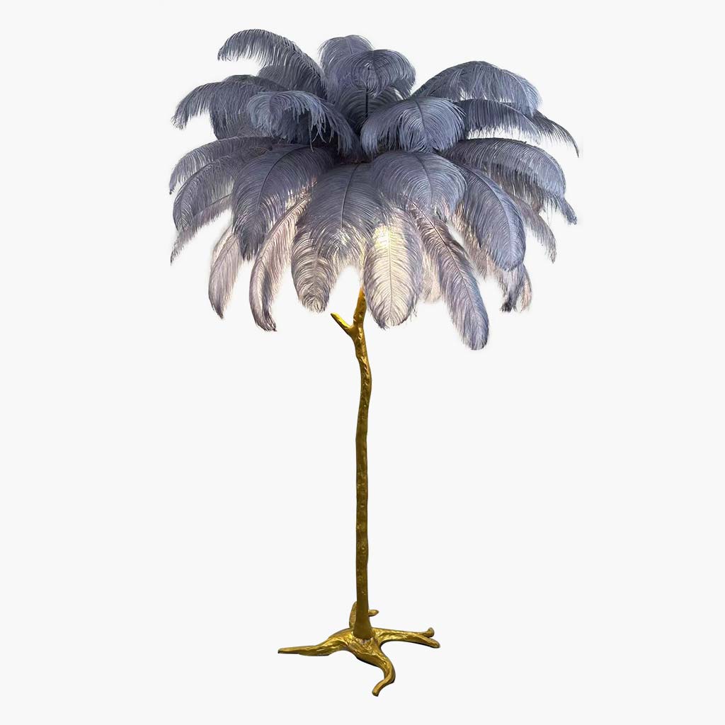 Ostrich Feather Floor Lamp Luxury, 16 Colors/Resin