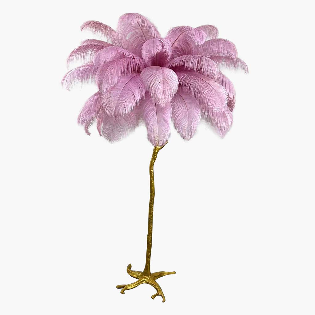 Ostrich Feather Floor Lamp Luxury, 16 Colors/Resin