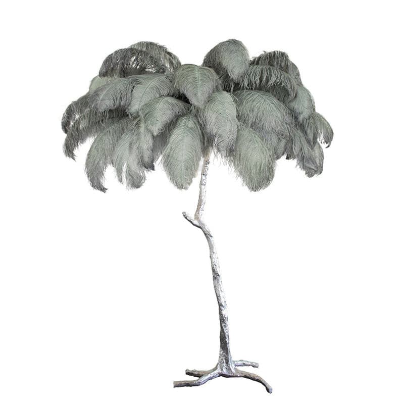 Ostrich Feather Brass Floor Lamp