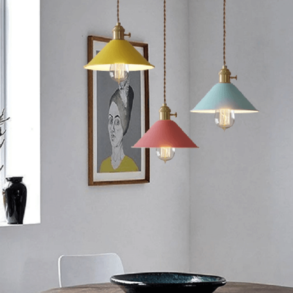Pastel Coloured Cone Shade Industrial Pendant Light