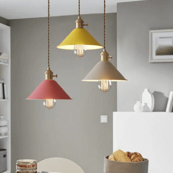 Pastel Coloured Cone Shade Industrial Pendant Light