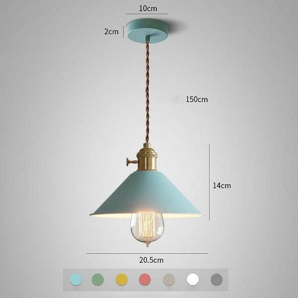 Pastel Coloured Cone Shade Industrial Pendant Light