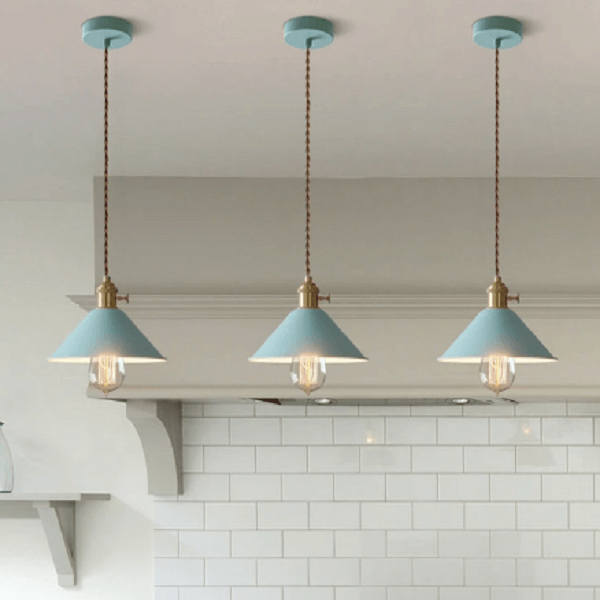 Pastel Coloured Cone Shade Industrial Pendant Light