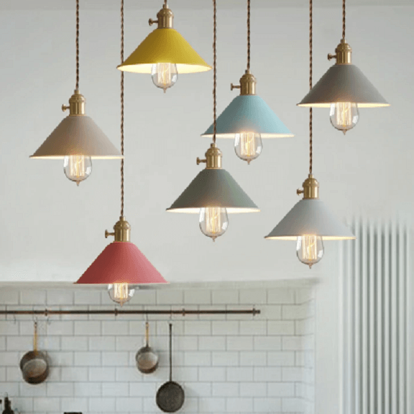 Pastel Coloured Cone Shade Industrial Pendant Light
