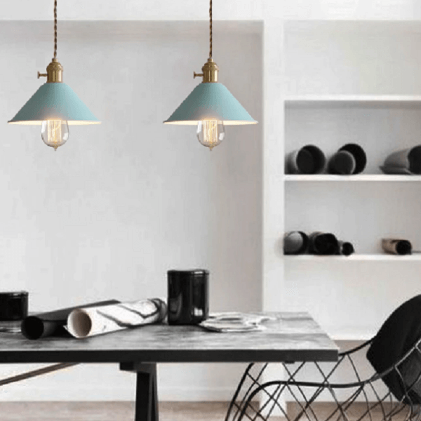 Pastel Coloured Cone Shade Industrial Pendant Light