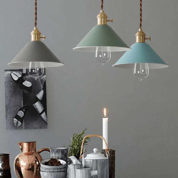 Pastel Coloured Cone Shade Industrial Pendant Light