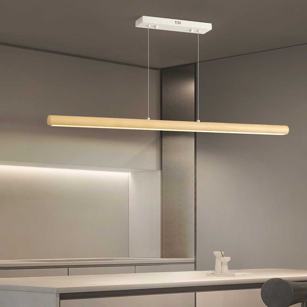 Pendant Light Modern Linear LED Dimmable, Wood & Iron