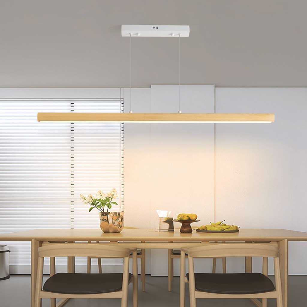 Pendant Light Modern Linear LED Dimmable, Wood & Iron