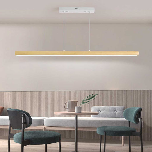 Pendant Light Modern Linear LED Dimmable, Wood & Iron