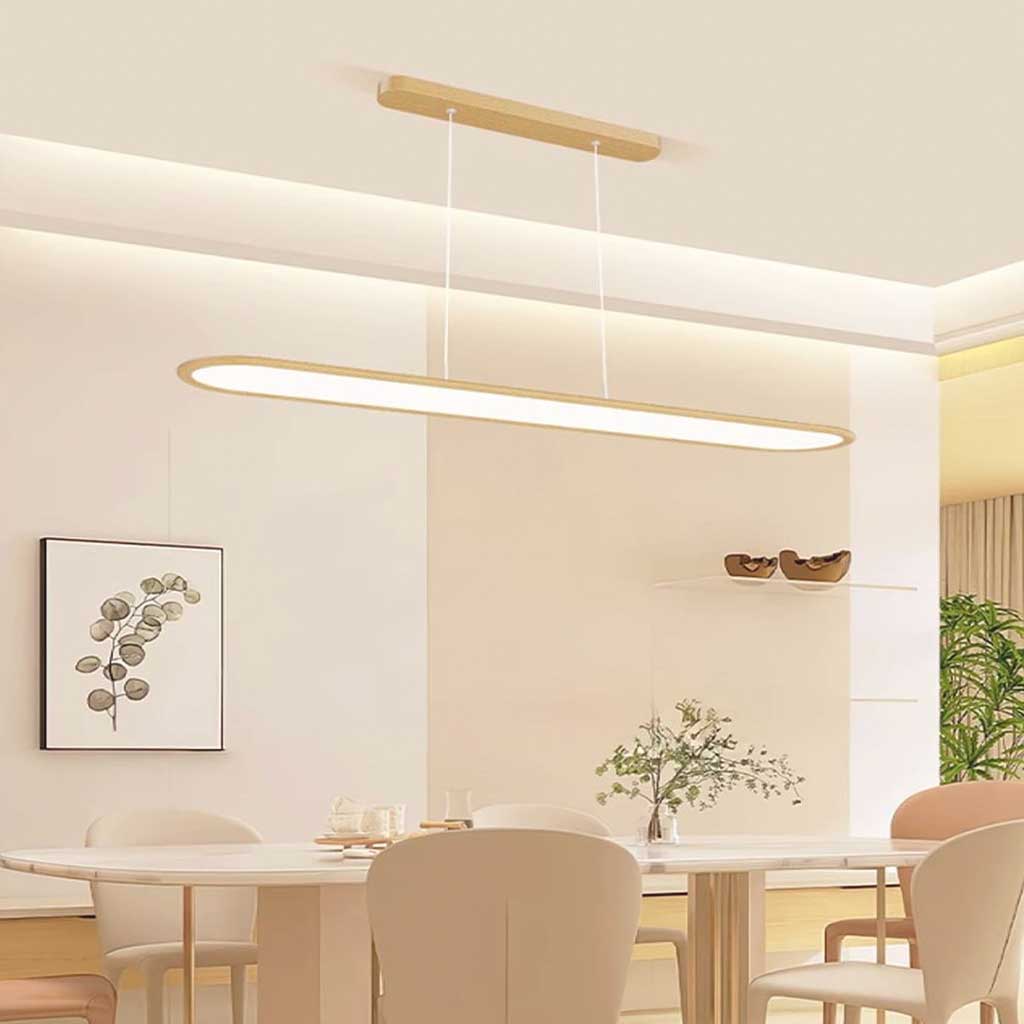 Pendant Light Modern Rounded Rectangle Linear LED Dimmable, Log Color