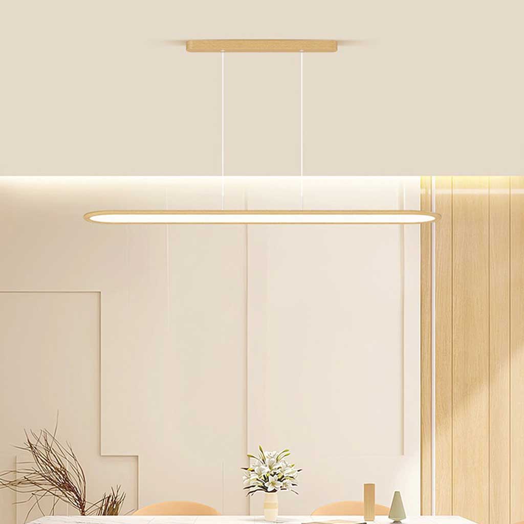 Pendant Light Modern Rounded Rectangle Linear LED Dimmable, Log Color