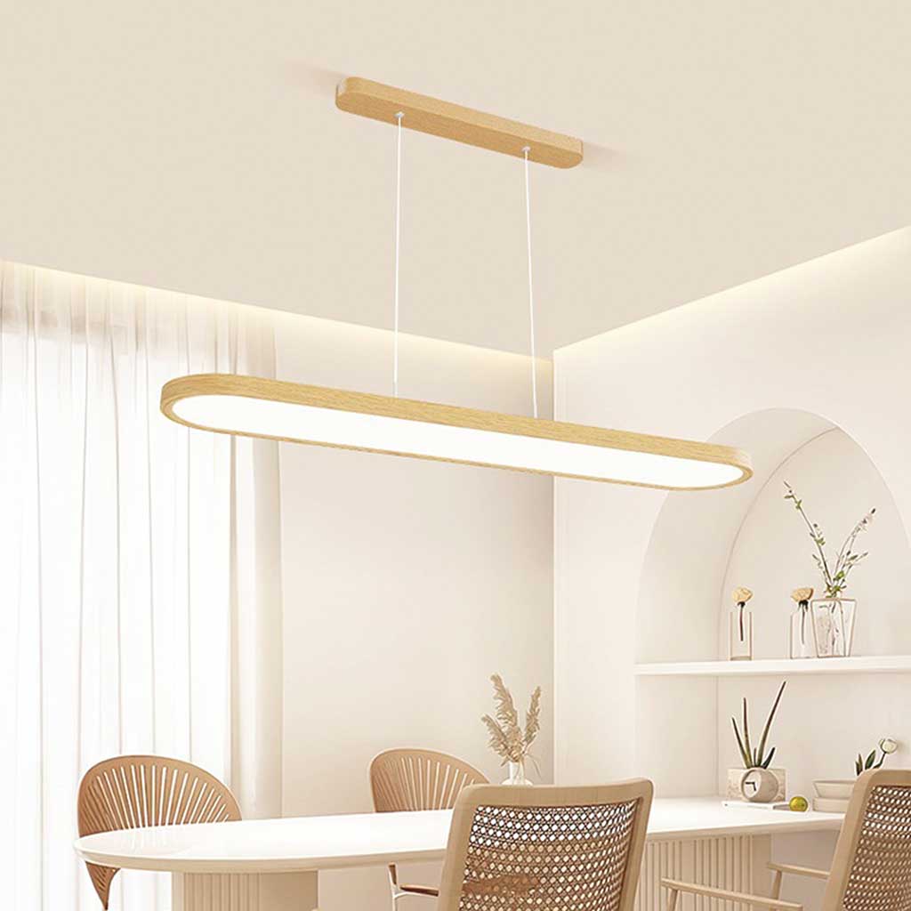 Pendant Light Modern Rounded Rectangle Linear LED Dimmable, Log Color