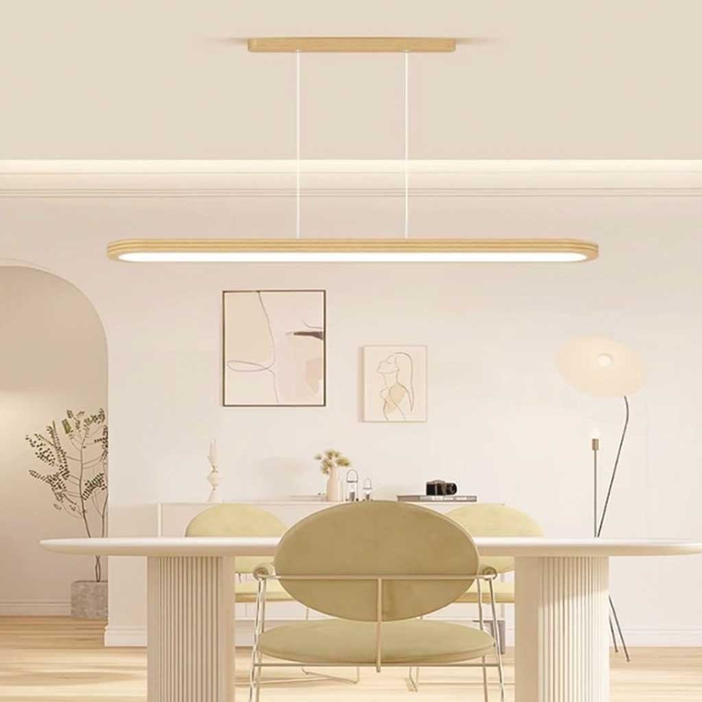 Pendant Light Modern Rounded Rectangle Linear LED Dimmable, Log Color