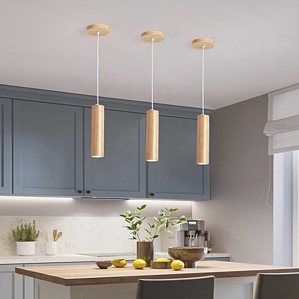 Pendant Light Spotlight Wood Cylinder
