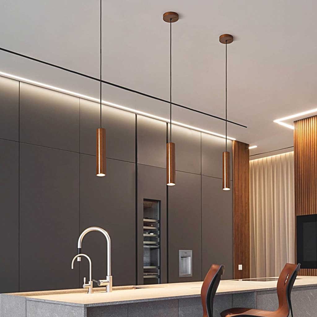 Pendant Light Spotlight Wood Cylinder