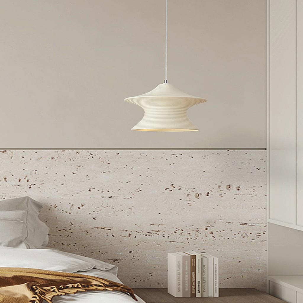 Pendant Light Minimalist Wabi-Sabi Gyro Resin, White/Beige