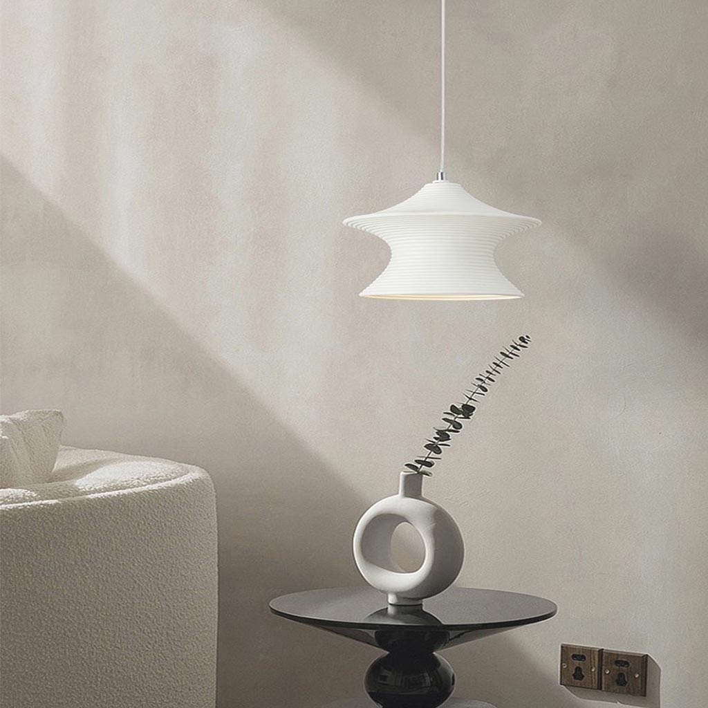 Pendant Light Minimalist Wabi-Sabi Gyro Resin, White/Beige