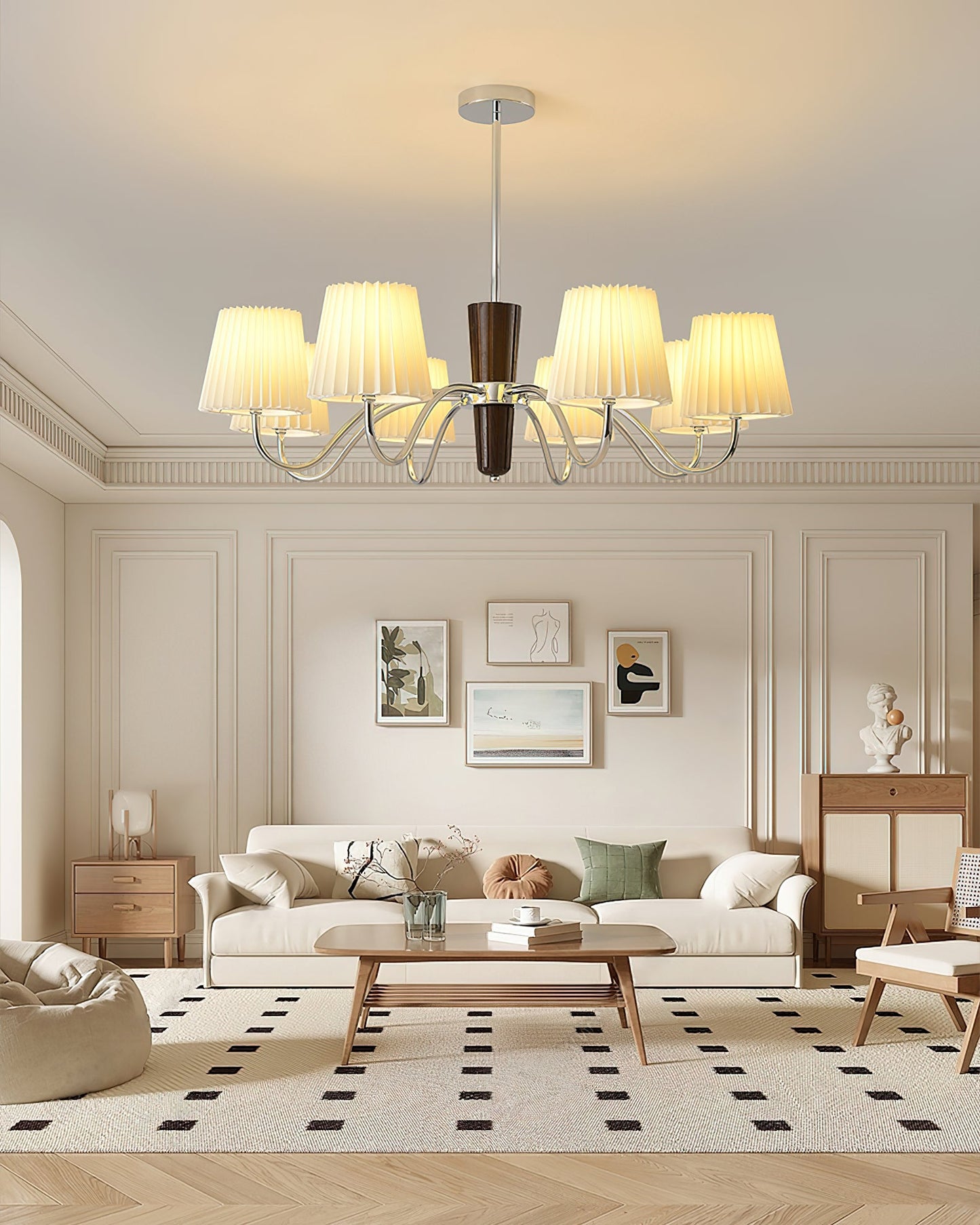 Plisse Chandelier Elegant Lighting Fixture