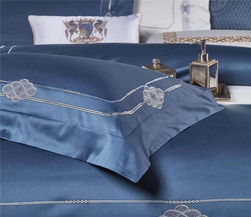 Larkin Duvet Cover Set (Egyptian Cotton) - Nordic Side - bed, bedding, bedroom, duvet