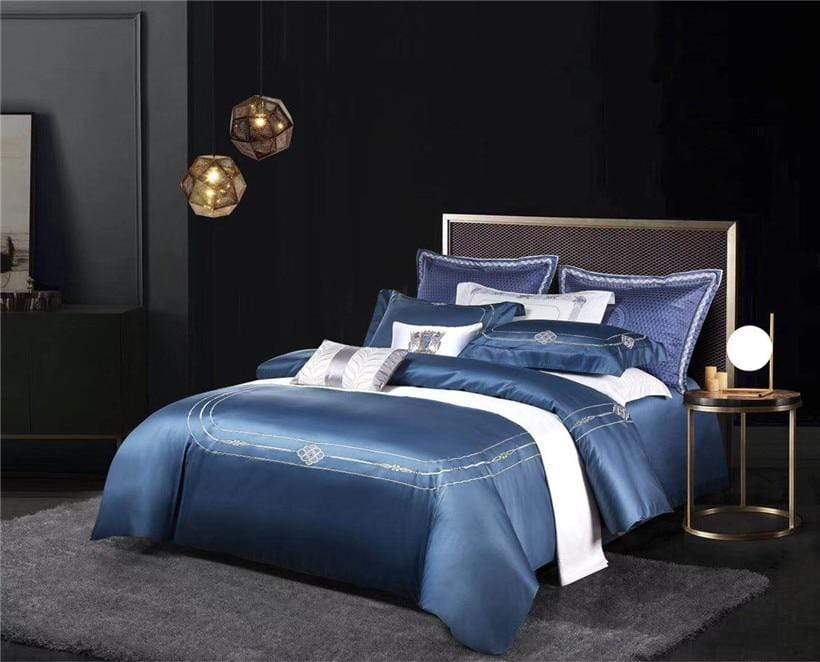 Larkin Duvet Cover Set (Egyptian Cotton) - Nordic Side - bed, bedding, bedroom, duvet