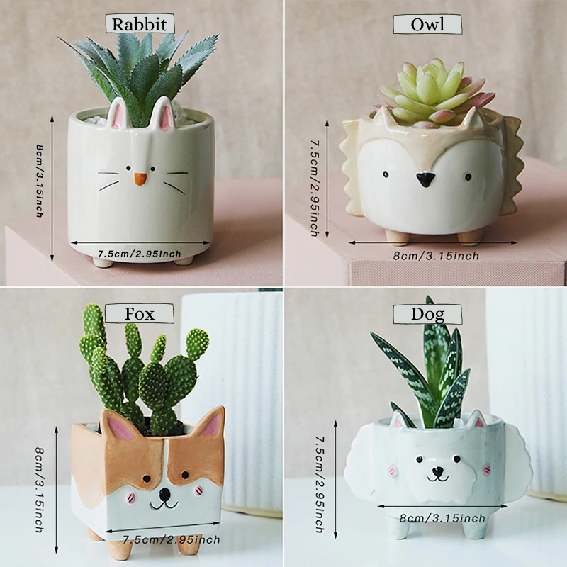 HomeQuill‚Ñ¢ Miniature Animal Succulent Pots - Nordic Side - 