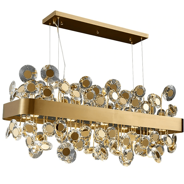 Rachel Disc Detailed Crystal and Metal Bar Chandelier