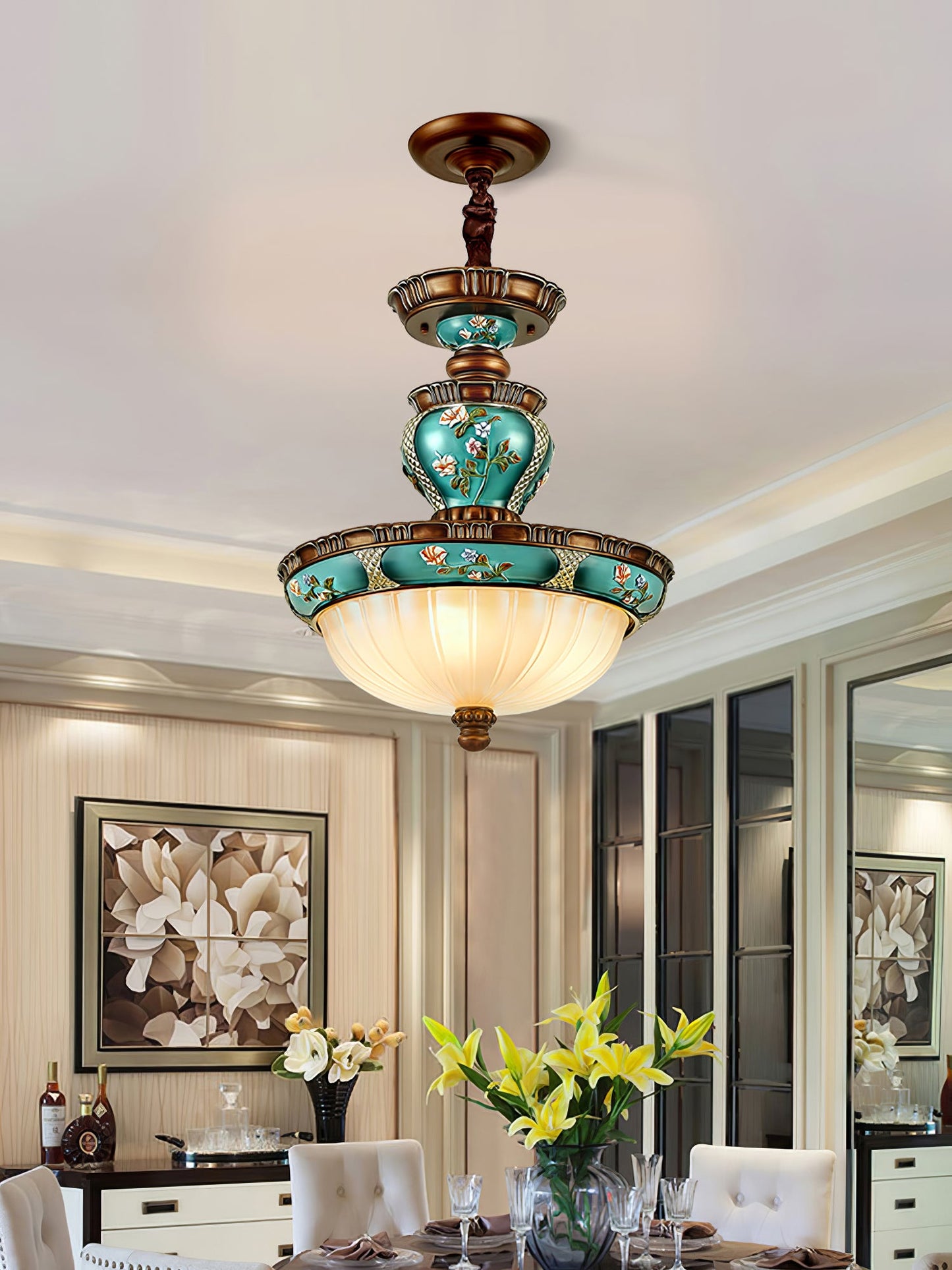 Retro Floral Pendant Light Fixture
